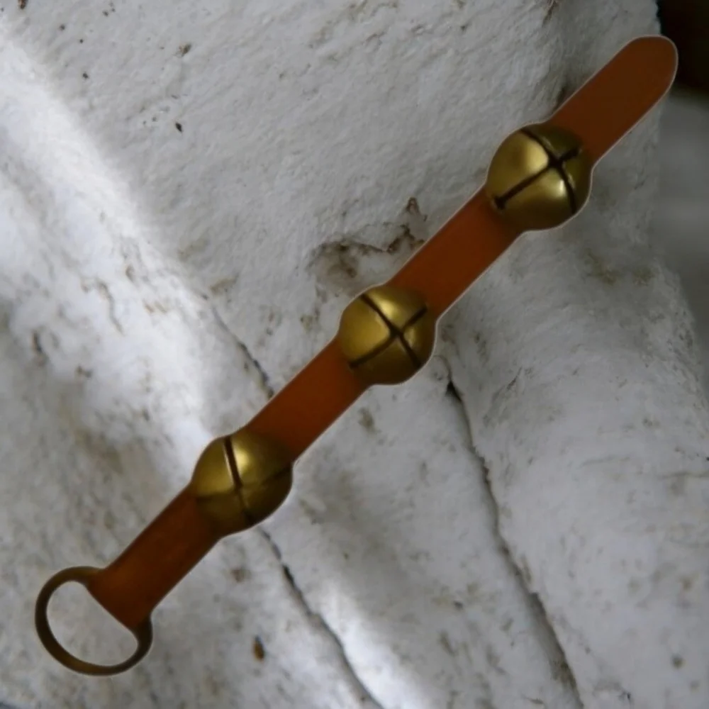 Brown Leather Jingle Bell Bells Strap‎